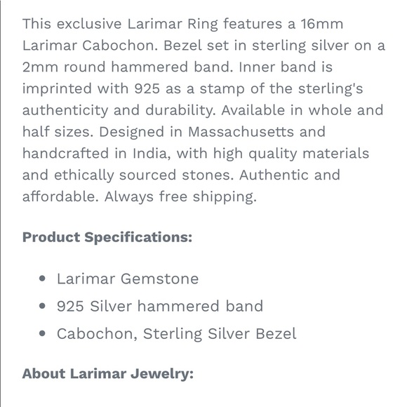 [emilyrosegems] larimar sterling silver ring - Picture 4 of 6